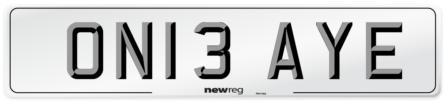 ON13 AYE Number Plate from New Reg